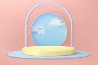 粉色电商产品展示台样机素材