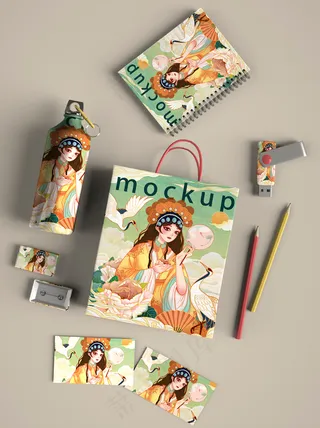 唯美国潮风中式智能贴图样机