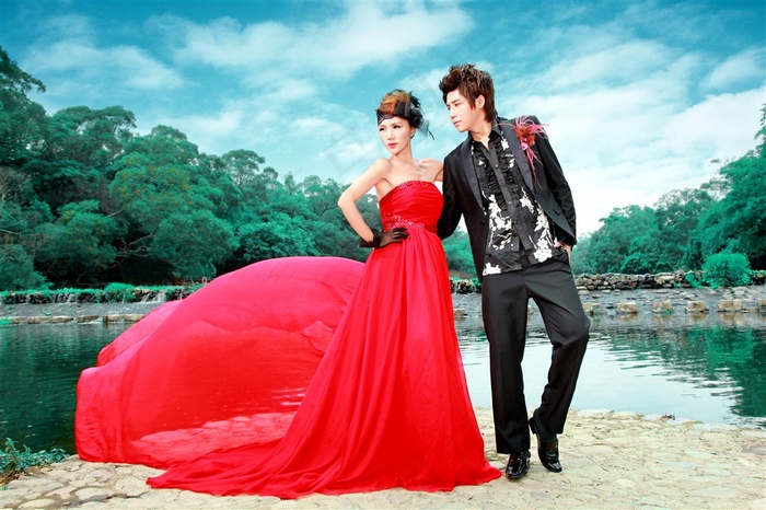 幸福恋人青水河畔婚纱外拍高清大图