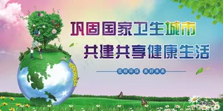 创意清爽创卫环保海报