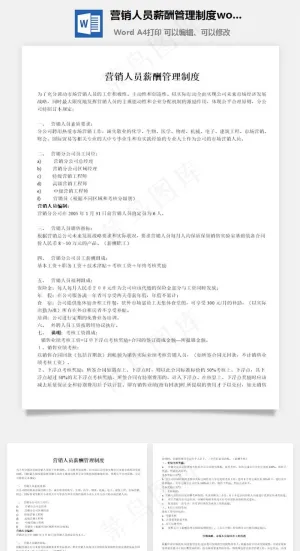 营销人员薪酬管理制度word文档