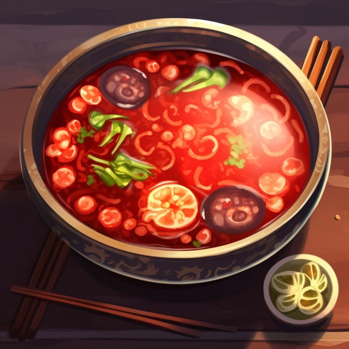 红油火锅卡通插画背景(1024x1024)