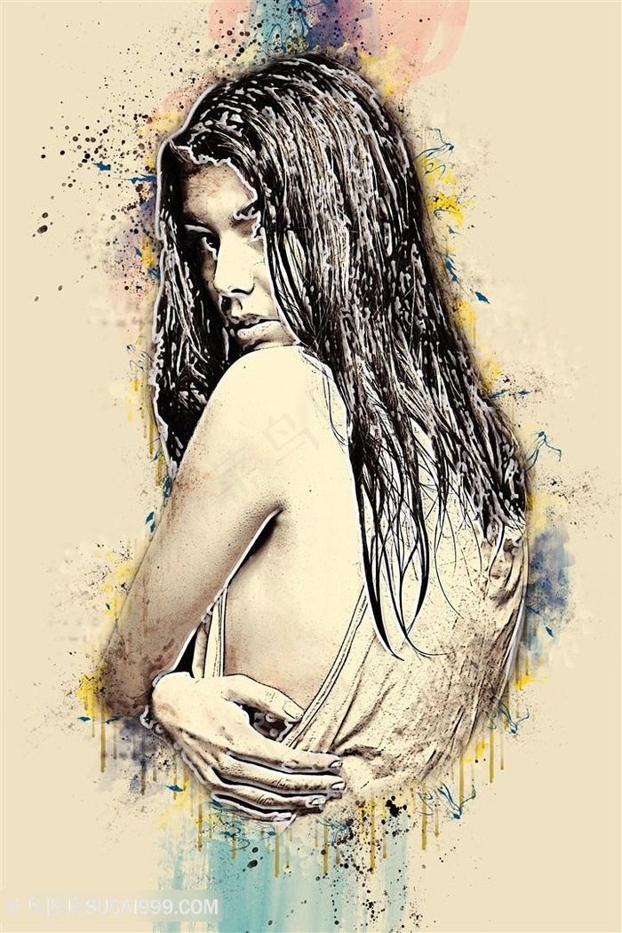 创意手绘美女图片