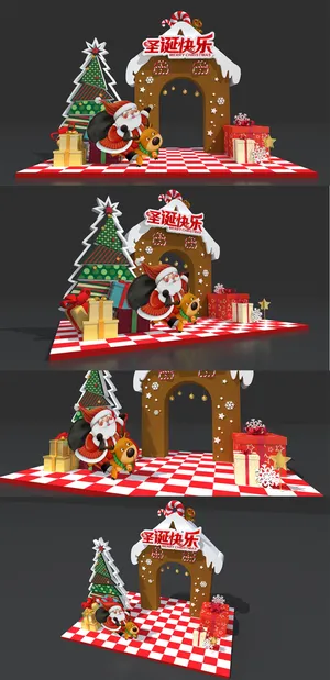 红色大气商场圣诞节美陈气球美陈冬天美陈