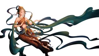 手绘国潮中国风古代敦煌神话飞天仙女美女古装人物插画PSD素材