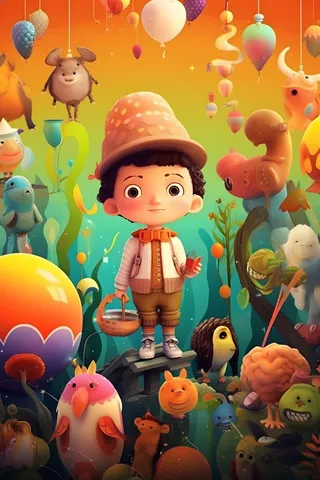 儿童孩子玩耍气球乐园聚会插画海报素材背景