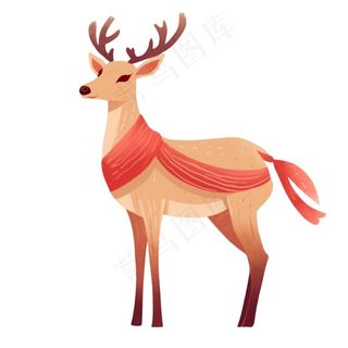 圣诞驯鹿麋鹿动物卡通插画免抠