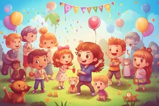 儿童孩子玩耍气球乐园聚会插画海报素材背景