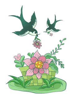 清明元素卡通春天清明节晚春绿色