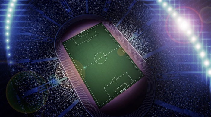 坐满观众的足球场广角高清图片