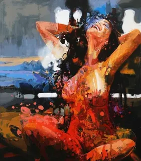 哥伦比亚油画美术艺术作品，性感美女