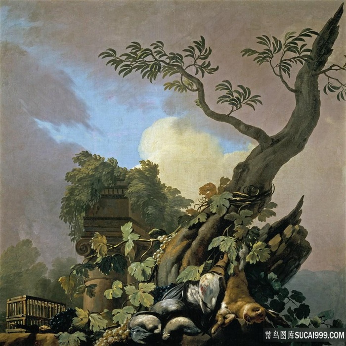 大树唯美风景画油画