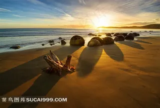 海滩夕阳风景素材图片