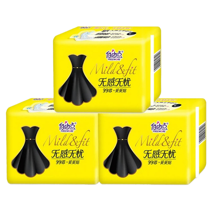 自由点无感无忧超薄夜用棉柔卫生巾12片超市商品白底图免抠实物摄影png格式图片透明底