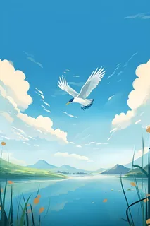 国风意境晚霞山云背景