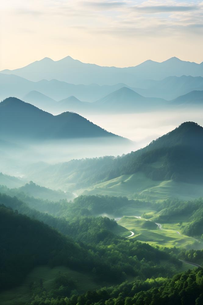 山脉树林高空摄影