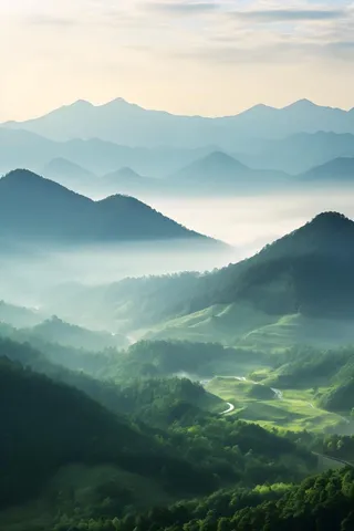 山脉树林高空摄影