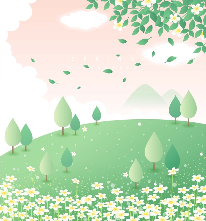 春天插画ai矢量模版下载