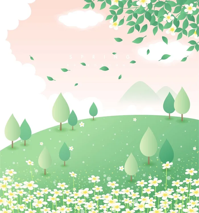 春天插画ai矢量模版下载