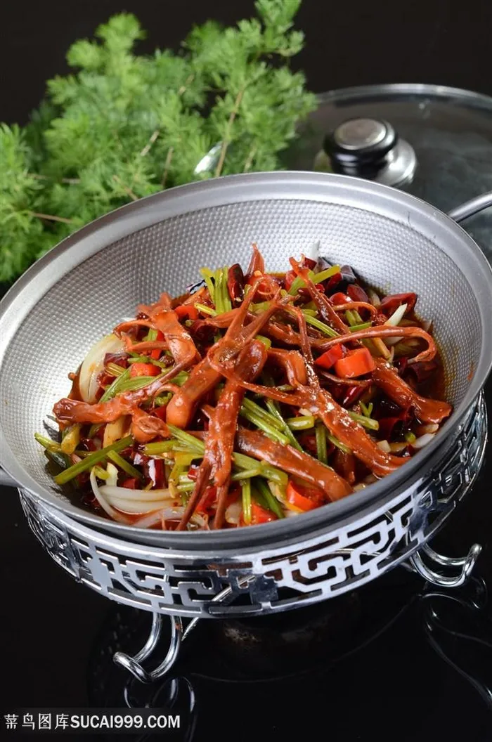 中华美食干锅西子鸭舌摄影图
