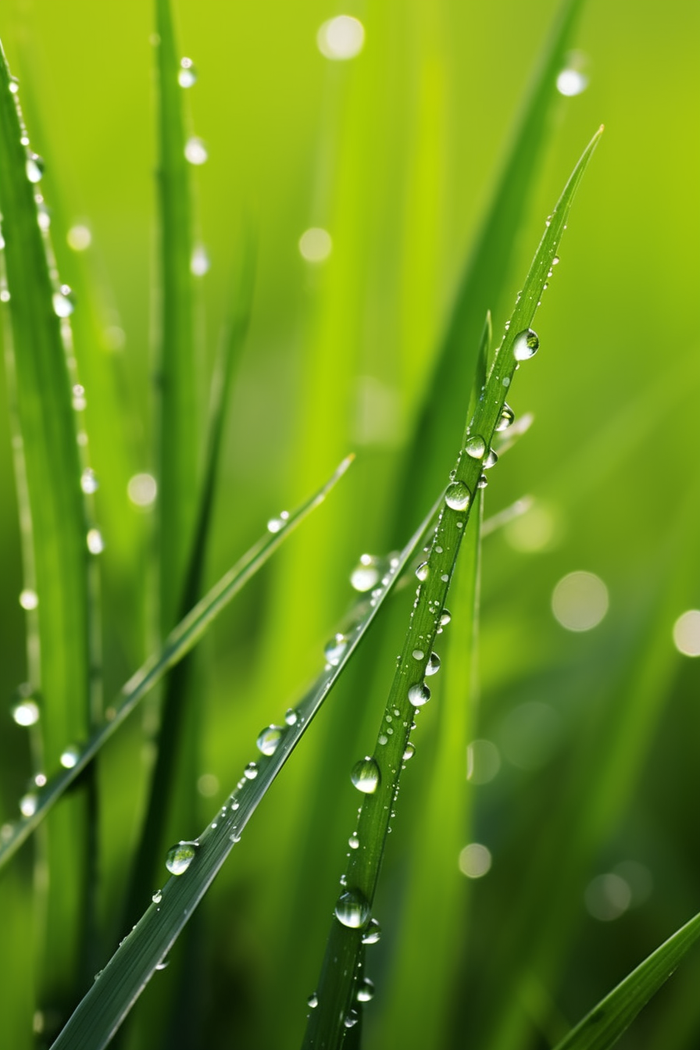 嫩绿的青草挂露珠露水摄影图(2688x4032)