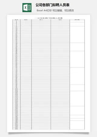 公司各部门拟聘人员表excel模板