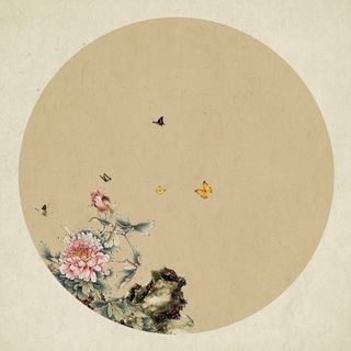 新中式复古水墨荷花圆圈背景