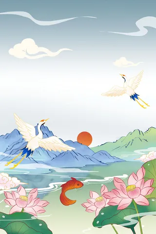 中式古典国潮来袭海报展板宣传背景图PSD设计PS模板素材