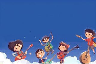 蓝色卡通人物可爱背景