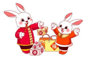 2023年兔年新年两只小兔子买年