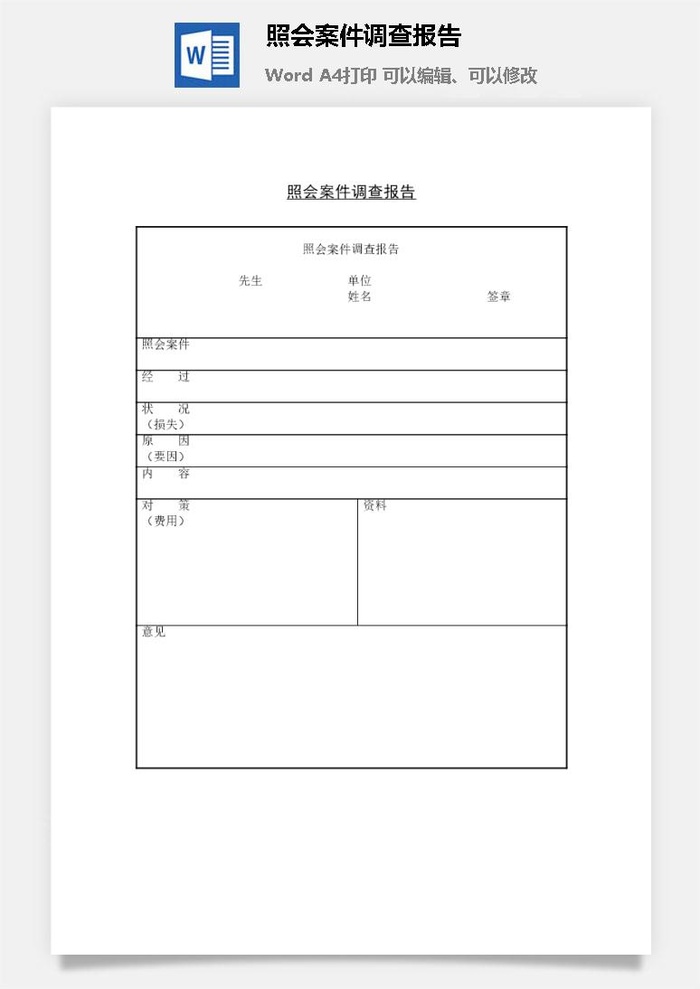照会案件调查报告word模板