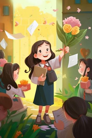 毕业学生穿着学士服花海报素材背景