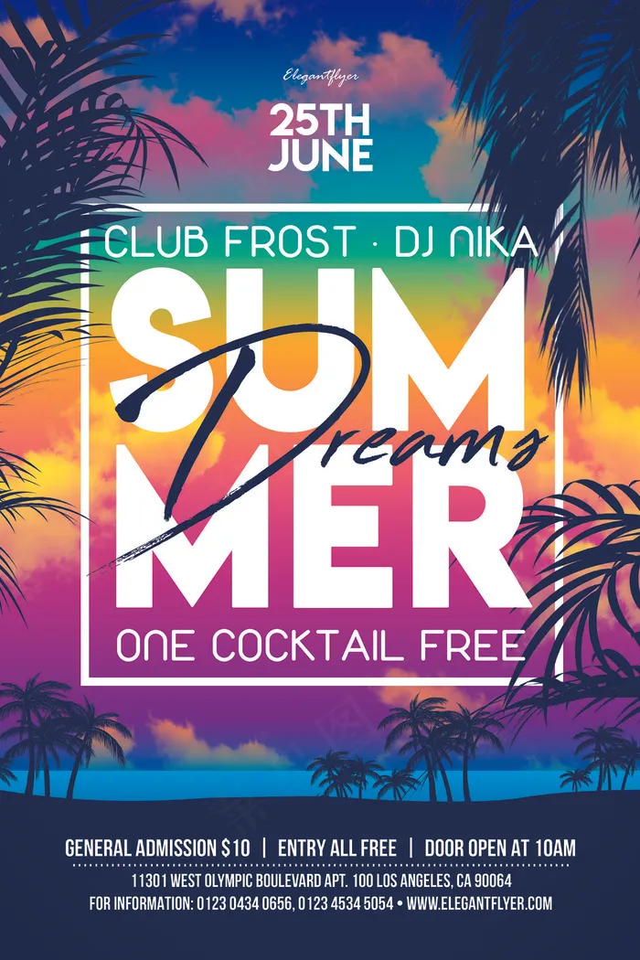 时尚清凉夏季促销夏天海报psd模版下载