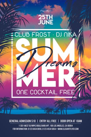 时尚清凉夏季促销夏天海报