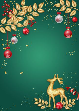 圣诞节金鹿绿色背景