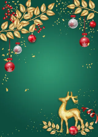 圣诞节金鹿绿色背景