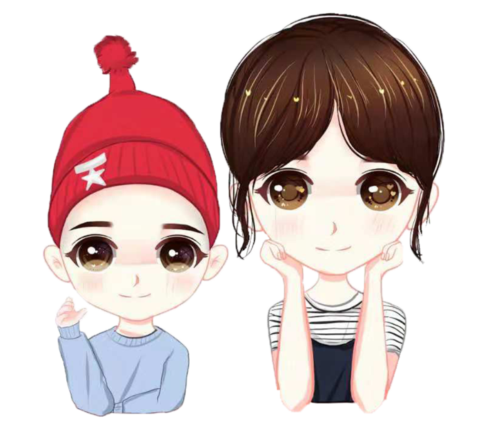 可爱男童男女搭配图标装饰透明素材