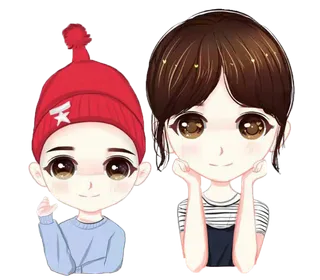 可爱男童男女搭配图标装饰透明素材