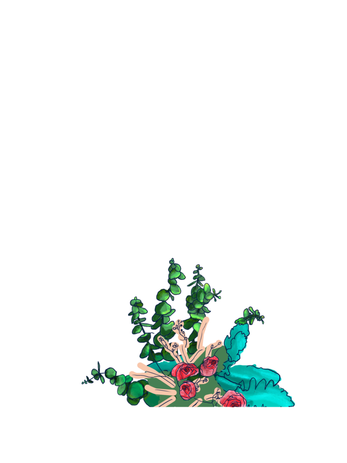 卡通插画结婚喜庆花束