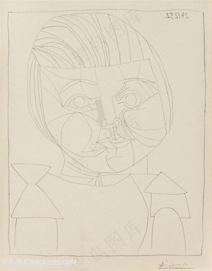 毕加索线描时尚艺术肖像装饰画