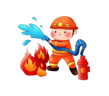 消防员灭火插画