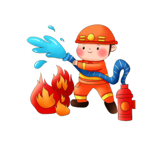 消防员灭火插画