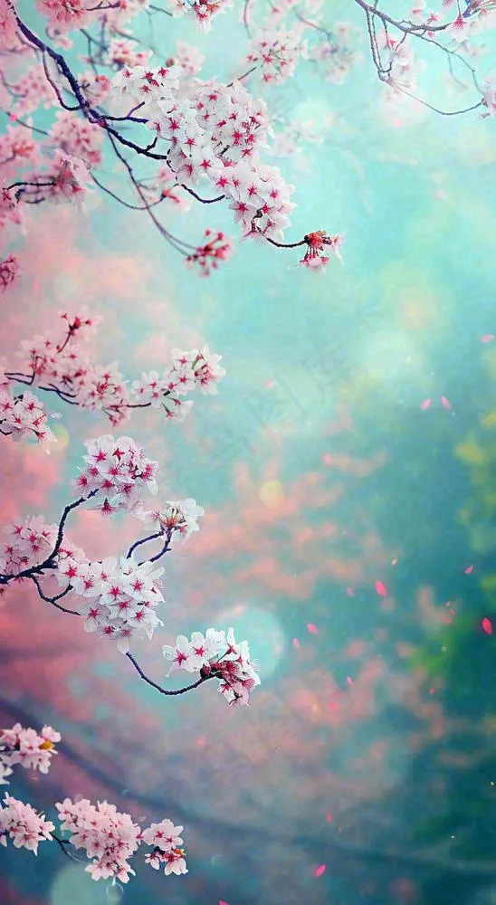 春天浪漫花朵白色樱花，立春春分惊蛰摄影图(816x1488)