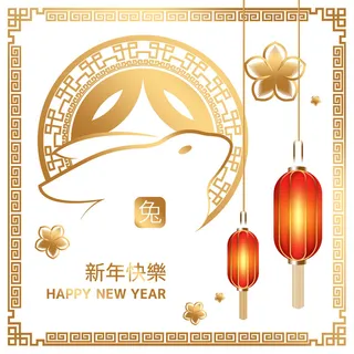 兔年金色兔子元素