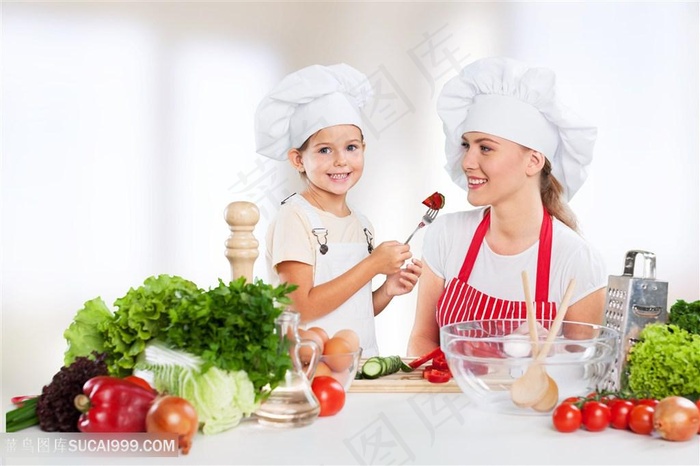 母子厨师高清图 家庭图片