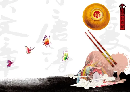 中国风水墨碗筷