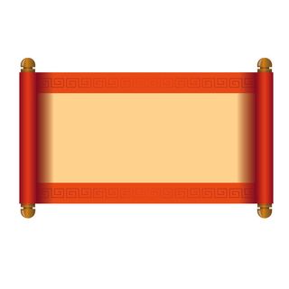 复古中国风卷轴元素手绘画轴文本标题框PSDAI素材模板png免扣图