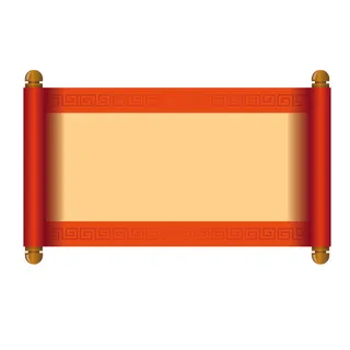 复古中国风卷轴元素手绘画轴文本标题框PSDAI素材模板png免扣图