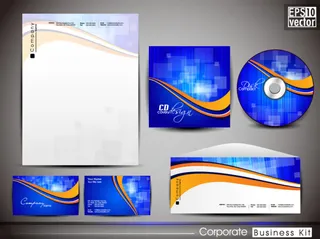 潮流时尚现代包装设计CD套信封名片信纸笔矢量素材EPS格式