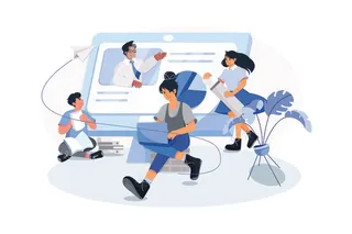 扁平化人物场景办公互联网等距ai矢量设计网页海报UI素材插画